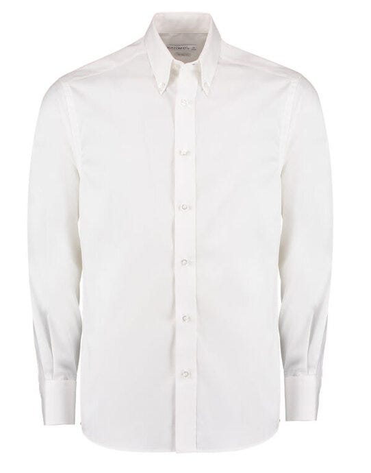 Kustom Kit KK188 Mens LS Tailored Oxford Shirt - White