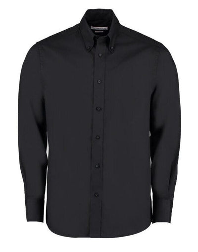 Kustom Kit KK188 Mens LS Tailored Oxford Shirt - Black