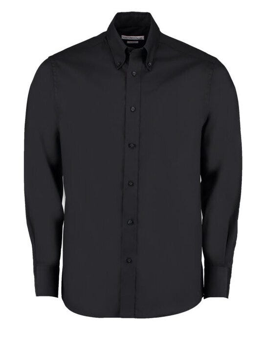 Kustom Kit KK188 Mens LS Tailored Oxford Shirt - Black