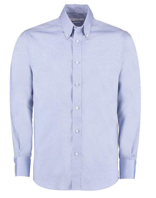 Kustom Kit KK188 Mens LS Tailored Oxford Shirt - Light Blue