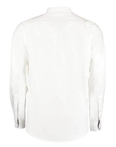 Kustom Kit KK190 Mens LS Contrast BDC Shirt - White/Navy