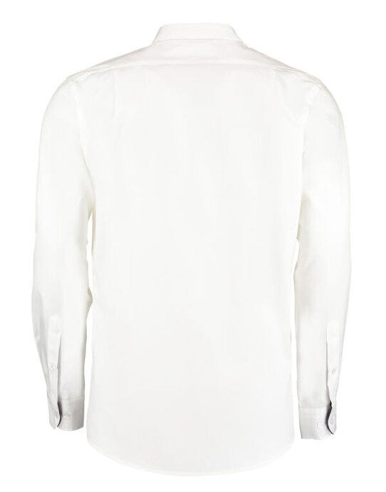 Kustom Kit KK190 Mens LS Contrast BDC Shirt - White/Navy