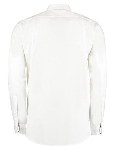 Kustom Kit KK190 Mens LS Contrast BDC Shirt - White/Mid Blue