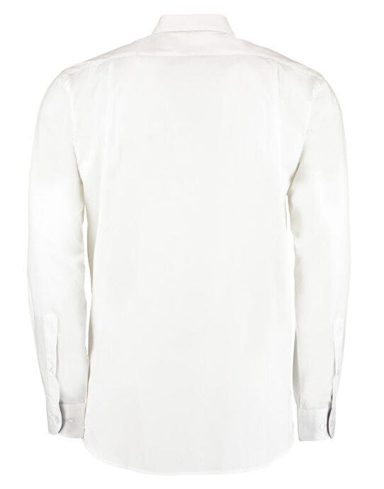 Kustom Kit KK190 Mens LS Contrast BDC Shirt - White/Mid Blue