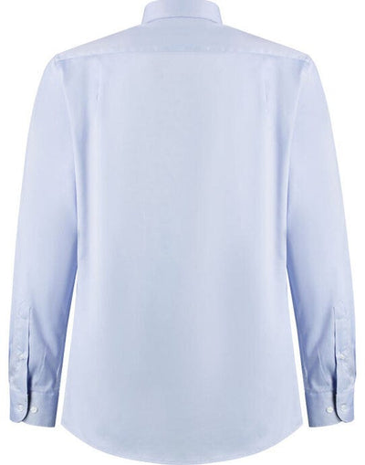 Kustom Kit KK190 Mens LS Contrast BDC Shirt - Light Blue/Navy