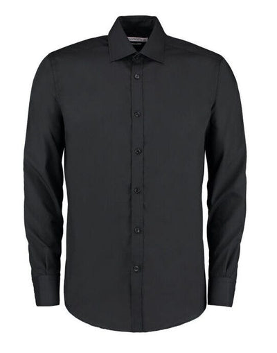 Kustom Kit KK192 Mens LS Slim Business Shirt - Black