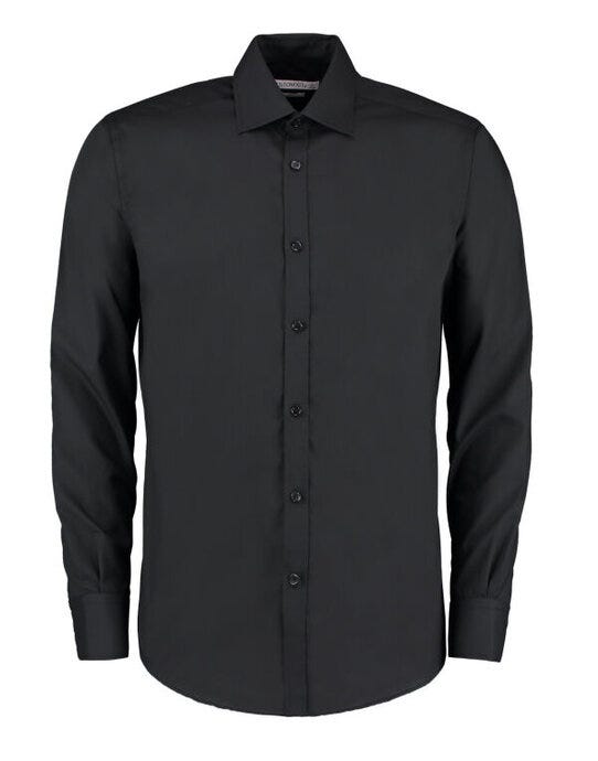 Kustom Kit KK192 Mens LS Slim Business Shirt - Black