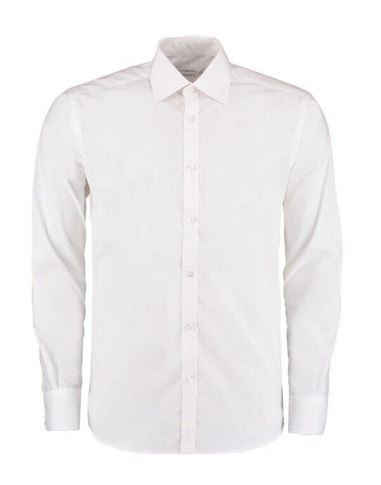 Kustom Kit KK192 Mens LS Slim Business Shirt - White