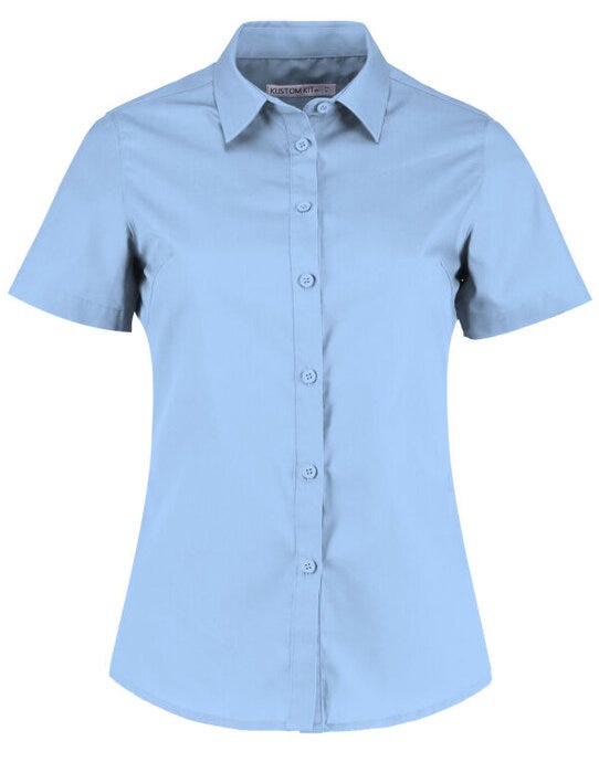 Kustom Kit KK241 Lady SS Tailored Poplin Shirt - Light Blue