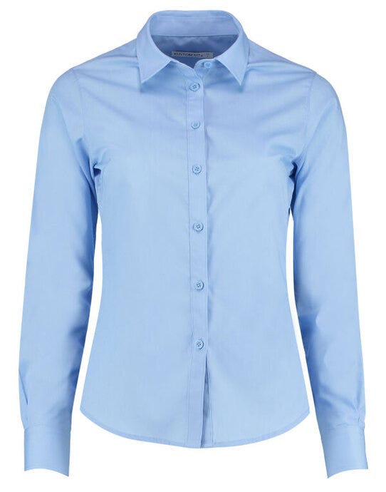 Kustom Kit KK242 Lady LS Tailored Poplin Shirt - Light Blue