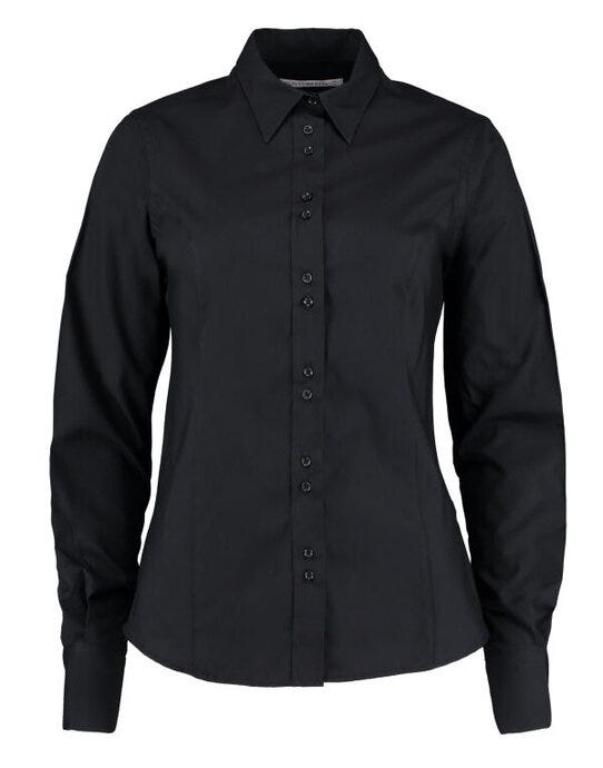 Kustom Kit KK388 Ladies LS Tailored City Shirt - Black