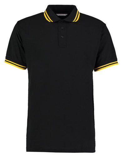 Kustom Kit KK409 Mens Tipped Collar Polo - Black/Yellow