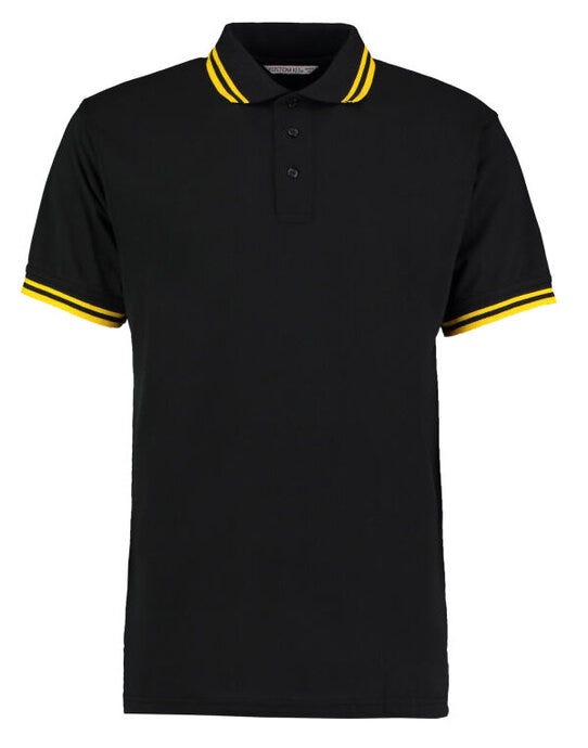 Kustom Kit KK409 Mens Tipped Collar Polo - Black/Yellow