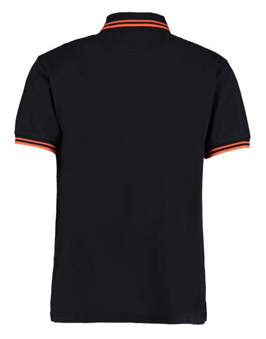 Kustom Kit KK409 Mens Tipped Collar Polo - Black/Orange