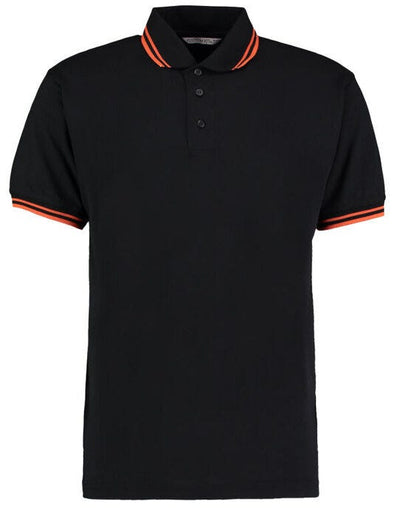 Kustom Kit KK409 Mens Tipped Collar Polo - Black/Orange