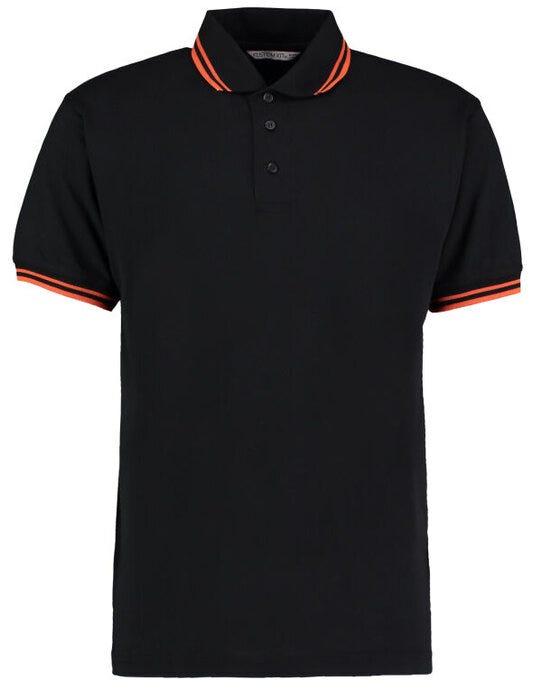 Kustom Kit KK409 Mens Tipped Collar Polo - Black/Orange
