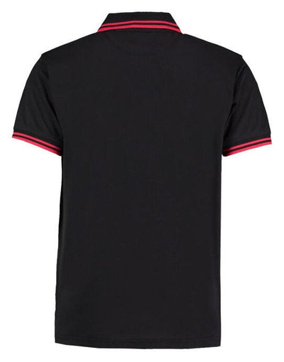 Kustom Kit KK409 Mens Tipped Collar Polo - Black/Red