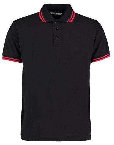 Kustom Kit KK409 Mens Tipped Collar Polo - Black/Red