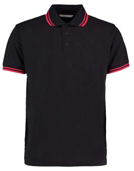 Kustom Kit KK409 Mens Tipped Collar Polo - Black/Red