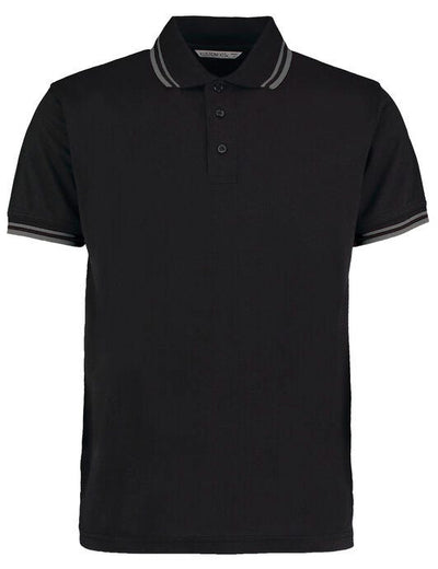 Kustom Kit KK409 Mens Tipped Collar Polo - Black/Charcoal