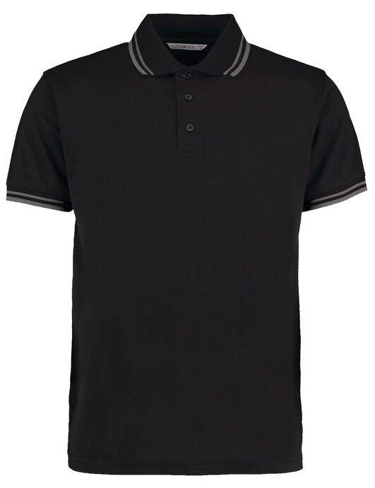 Kustom Kit KK409 Mens Tipped Collar Polo - Black/Charcoal