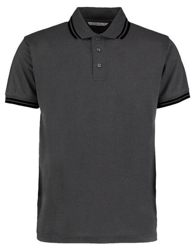 Kustom Kit KK409 Mens Tipped Collar Polo - Charcoal/Black