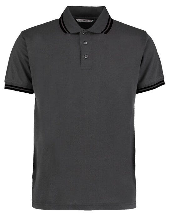 Kustom Kit KK409 Mens Tipped Collar Polo - Charcoal/Black