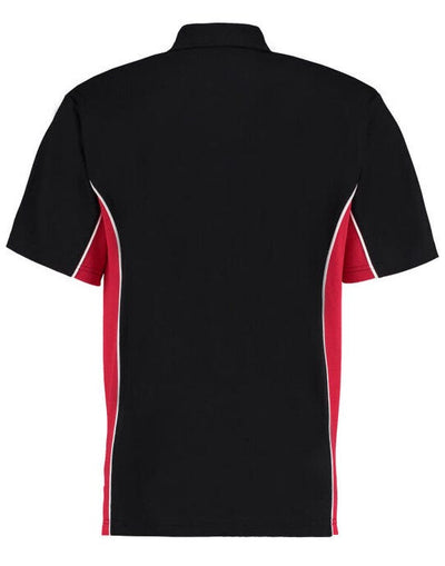 Kustom Kit KK475 Mens Classic Track Polo - Black/Red/White