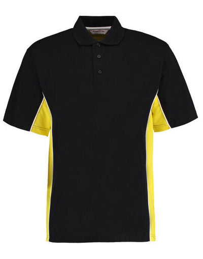 Kustom Kit KK475 Mens Classic Track Polo - Black/Sun Yellow/White