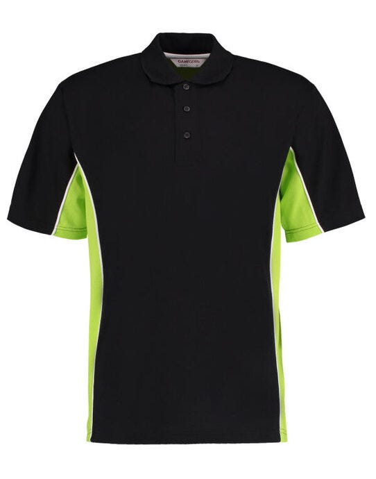 Kustom Kit KK475 Mens Classic Track Polo - Black/Lime/White