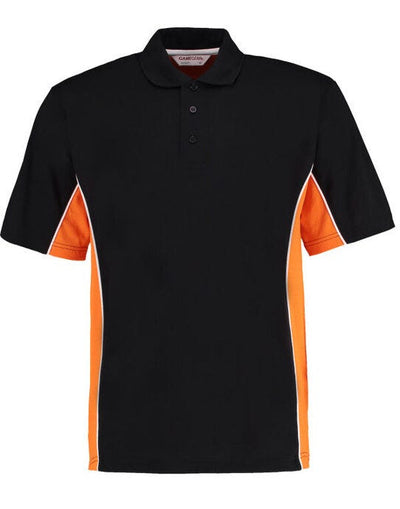 Kustom Kit KK475 Mens Classic Track Polo - Black/Orange/White