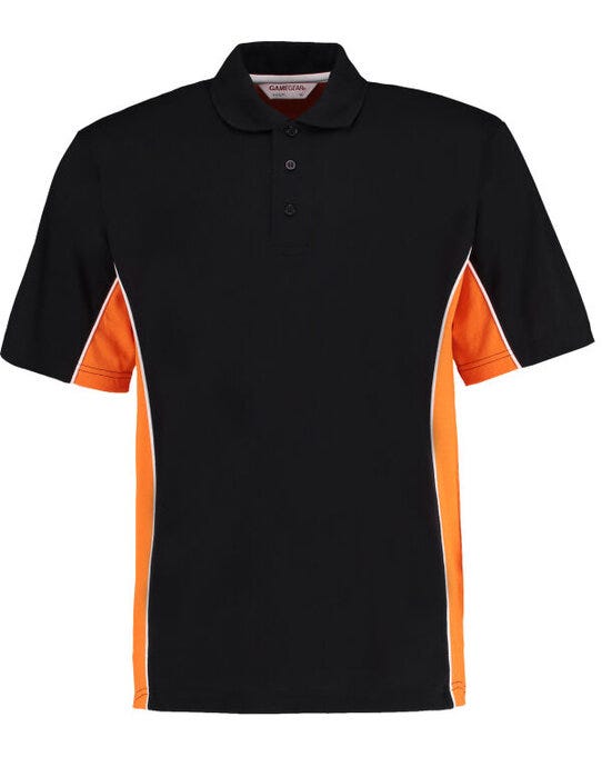 Kustom Kit KK475 Mens Classic Track Polo - Black/Orange/White