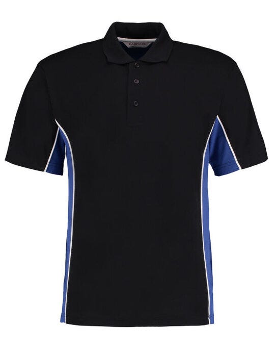 Kustom Kit KK475 Mens Classic Track Polo - Black/Royal/White