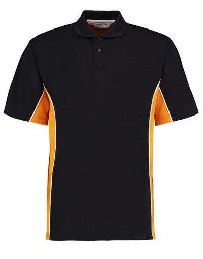 Kustom Kit KK475 Mens Classic Track Polo - Black/Gold/White