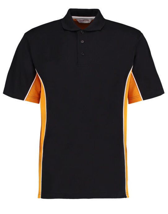 Kustom Kit KK475 Mens Classic Track Polo - Black/Gold/White