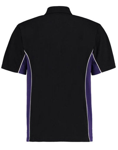 Kustom Kit KK475 Mens Classic Track Polo - Black/Purple/White
