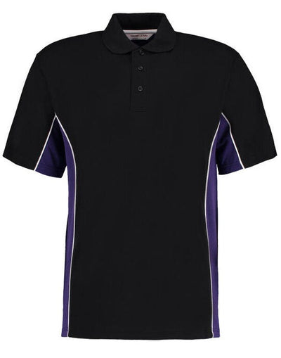 Kustom Kit KK475 Mens Classic Track Polo - Black/Purple/White