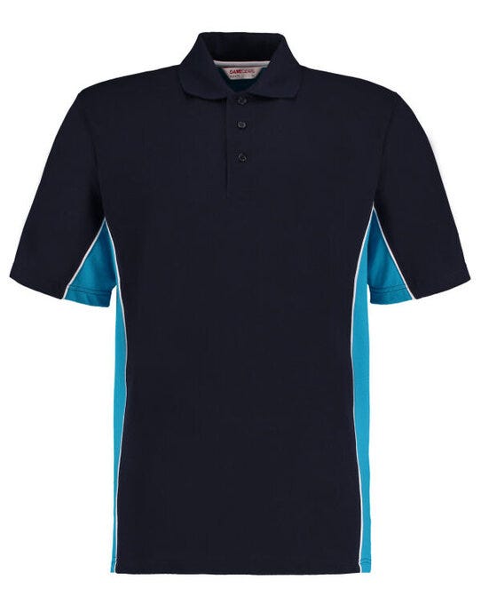 Kustom Kit KK475 Mens Classic Track Polo - Navy/ Turqoise