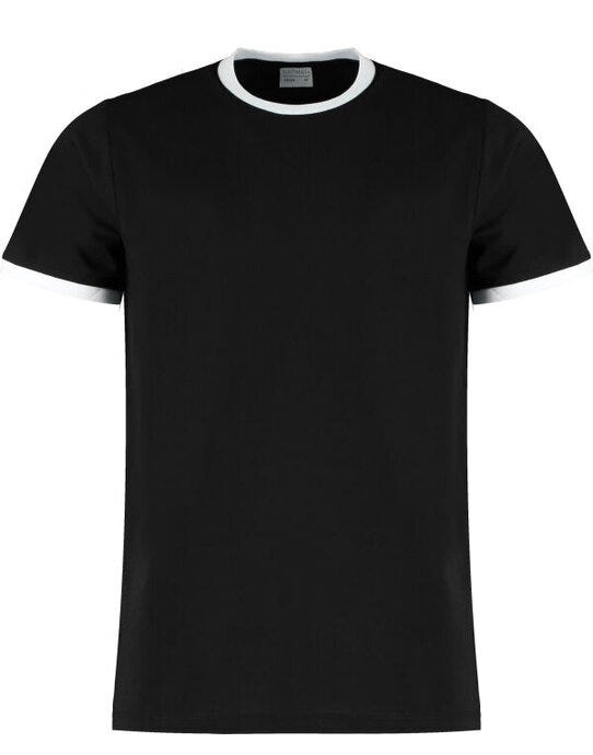 Kustom Kit KK508 Mens Fashion Fit Ringer Tee - Black/White