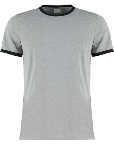 Kustom Kit KK508 Mens Fashion Fit Ringer Tee - Light Grey Marl/ Black