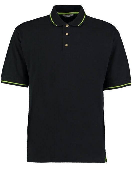 Kustom Kit KK606 Mens Classic St.Mellion Polo - Black/Lime