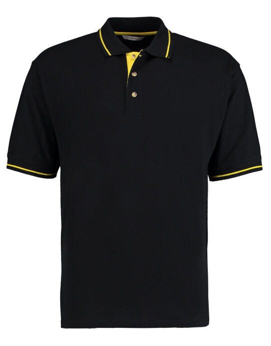 Kustom Kit KK606 Mens Classic St.Mellion Polo - Black/Yellow