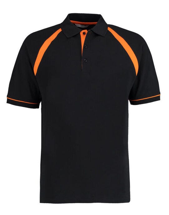 Kustom Kit KK615 Men Classic Fit Oak Hill Polo - Black/Orange