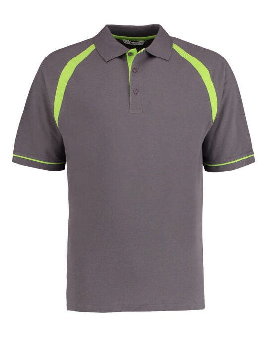 Kustom Kit KK615 Men Classic Fit Oak Hill Polo - Charcoal/ Lime