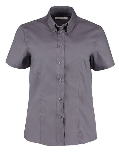 Kustom Kit KK701 Lady SS Tailored Oxford Shirt - Charcoal