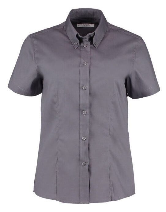 Kustom Kit KK701 Lady SS Tailored Oxford Shirt - Charcoal