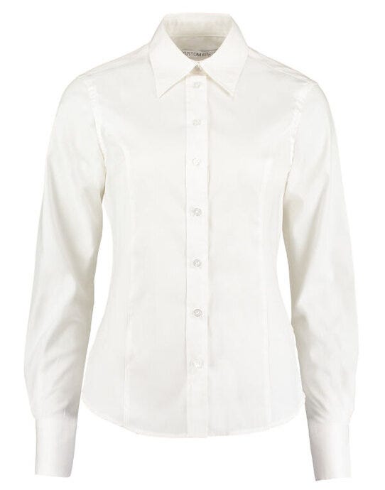 Kustom Kit KK702 Lady LS Tailored Oxford Shirt - White