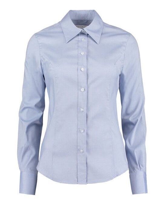 Kustom Kit KK702 Lady LS Tailored Oxford Shirt - Light Blue