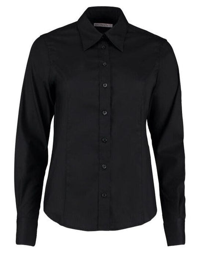 Kustom Kit KK702 Lady LS Tailored Oxford Shirt - Black