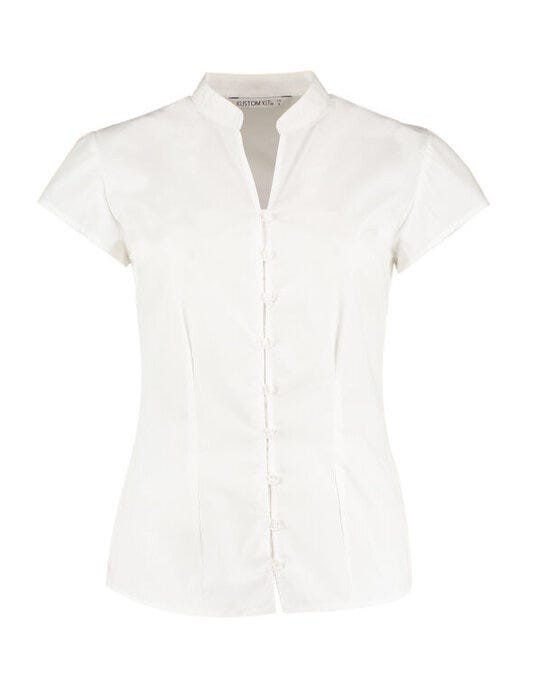 Kustom Kit KK727 Ladies Mandarin Collar Blouse - White